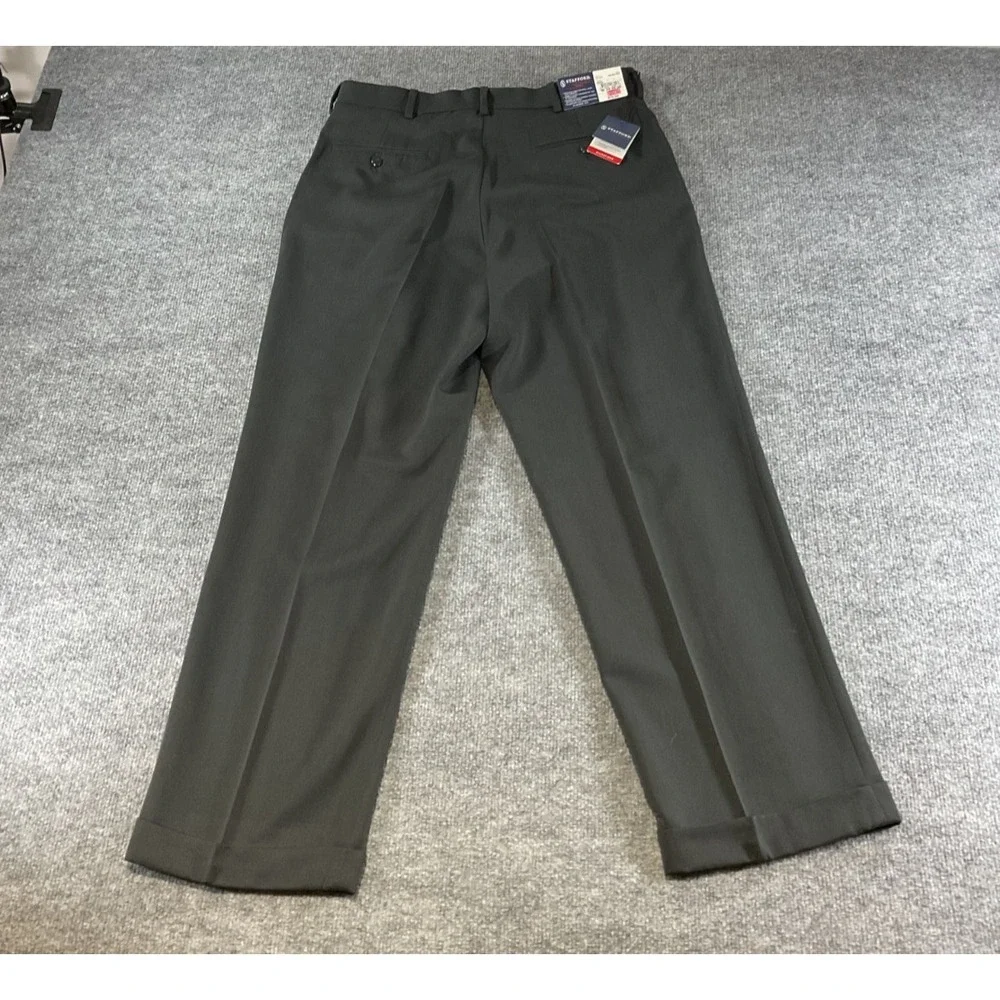 Stafford Dress Pants Mens 34x30 Classic Fit Black Pleated Slacks New NWT Busines